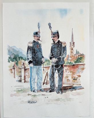 Dipinto acquerello collezioni militari di Lattanzi