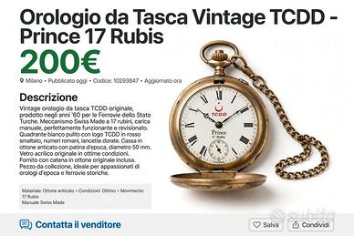 orologio TCDD perica vintage