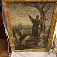 Grande Dipinto Antico Olio su Tela - Scena Religio