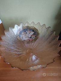 centrotavola in vetro ambrato 