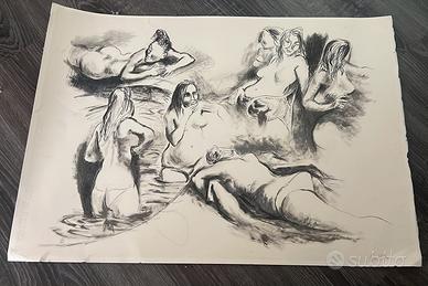Litografia Guttuso firmata e numerata/Nudo Marta M