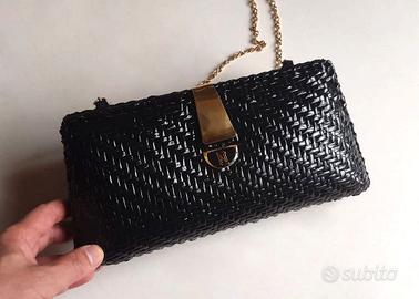 Borsa Vintage Anni '80 Elegante Intrecciata Nera