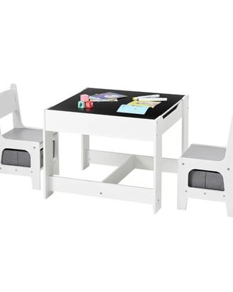 Tavolo per Bambini con 2 Sedie con Contenitore