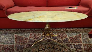 tavolino da caffè vintage marmo e ottone 