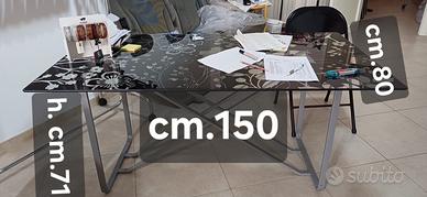 Scrivania Vetro Decorato e Ferro