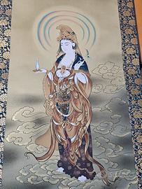 KANNON ANTICO QUADRO GIAPPONESE DIPINTO A MANO