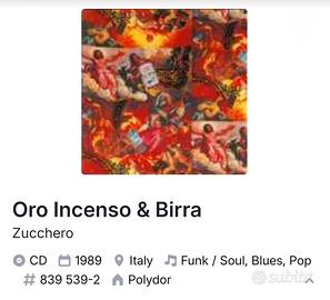 CD Zucchero Fornaciari Oro Incenso E Birra 