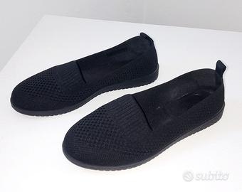 Ballerine / slip-on in maglia nera - Taglia 37