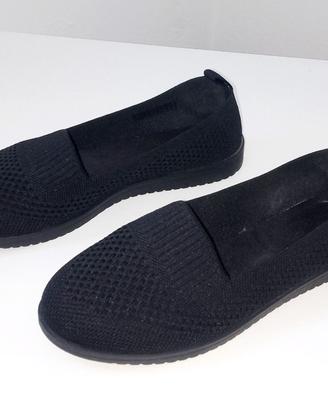 Ballerine / slip-on in maglia nera - Taglia 37