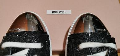 MIU MIU scarpe da ginnastica glitter nere nuove 38