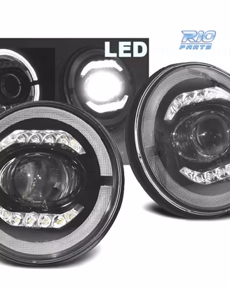 FARI JEEP WRANGLER 96-18 ANGEL EYES FULL LED NERO