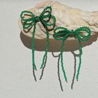 orecchini argento 925 con fiocco zirconi verde