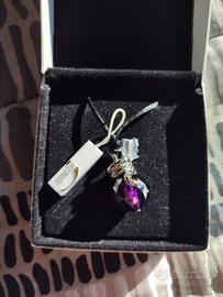 roberto cavalli collana da donna in vetro viola e