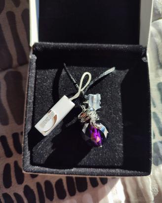 roberto cavalli collana da donna in vetro viola e