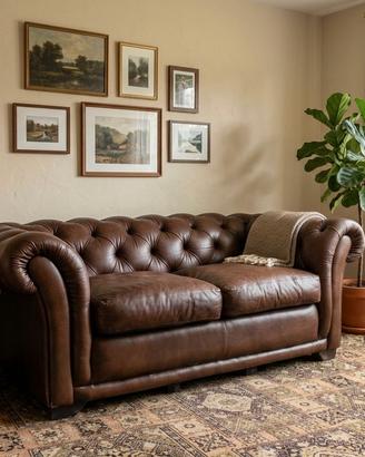 Divano 3 posti club originale inglese in pelle