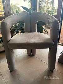 Sedie di design rivestite in velluto grigio