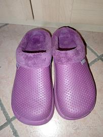 Pantofole pelose Viola con suola in gomma - n. 40