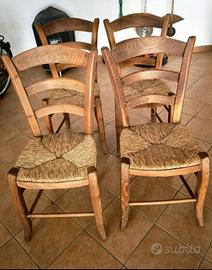 4 Sedie in legno artigianali fatte  mano