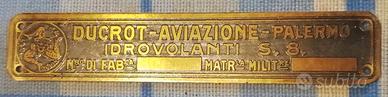 Ducrot targhetta idrovolanti Palermo ORIGINALE !