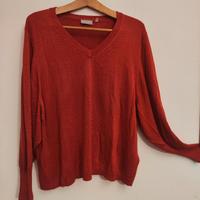 Pullover elegante color arancio e oro