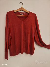 Pullover elegante color arancio e oro
