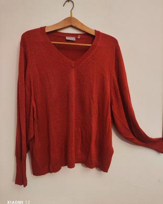 Pullover elegante color arancio e oro