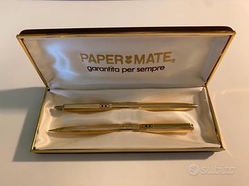 Set Penna e Matita Papermate Dorate Anni 70"