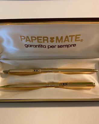 Set Penna e Matita Papermate Dorate Anni 70"