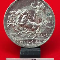 1917 Italia 1 Lira Quadriga Briosa Ag 835 5g