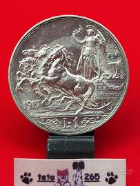 1917 Italia 1 Lira Quadriga Briosa Ag 835 5g