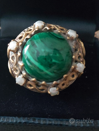 Anello malachite argento