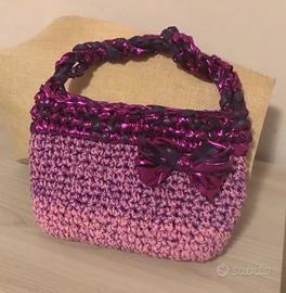 Borsetta uncinetto rosa e viola
