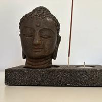 Porta incenso con  Buddha in pietra scura