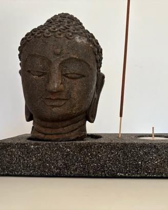 Porta incenso con  Buddha in pietra scura