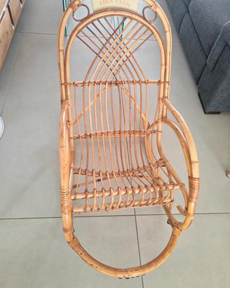 Sedia a dondolo vintage vimini/bambù