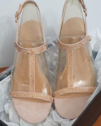 sandali rosa cipria e strass