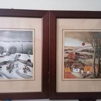 4 quadri naif raffiguranti paesaggi di Lovak B. 