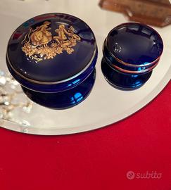 Scatoline porcellana Limoges  blu/oro n.2