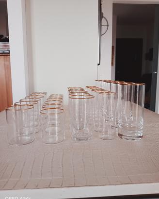 Bicchieri In Vetro Soffiato Filo Oro Stile Liscio