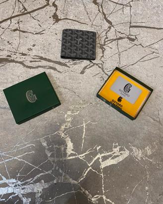 portafoglio nero stile goyard