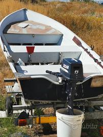 Barca Canadian 14 + motore 15 CV 2 t + carrello