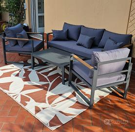 Salotto Alluminio Divano 3 Posti 190cm CUSCINONI 