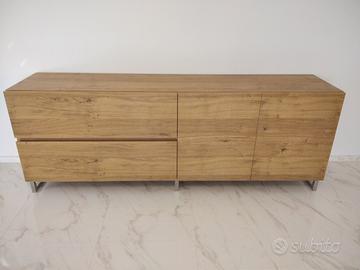 credenza rovere rustico cassetti ante gambe acciao