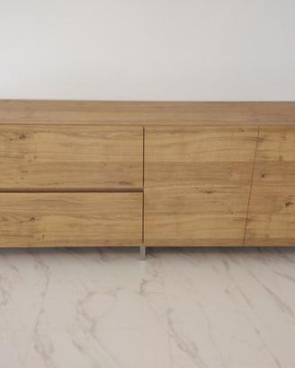 credenza rovere rustico cassetti ante gambe acciao