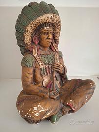 Statua Capo Indiano con Copricapo di Piume  