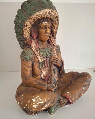 Statua Capo Indiano con Copricapo di Piume  