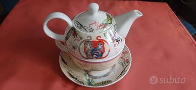Teiera con tazza a tema Scimmie orientali 