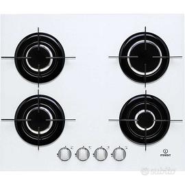 Piano cottura gas vetro bianco Indesit 4 fuochi