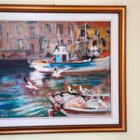 Paolo Cechet - Gabbiani in volo sul porto (1988) o