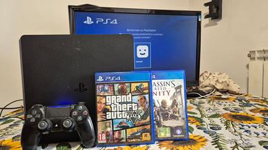 PlayStation 4 Slim 1TB + GTA5 + AC Unity